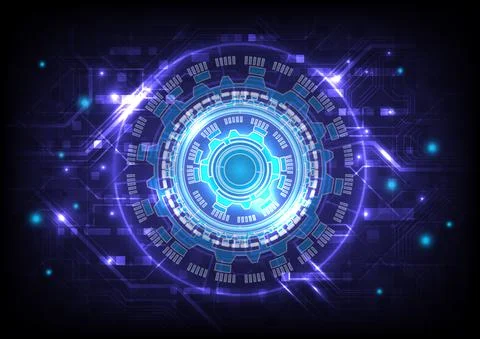 Futuristic Sci-Fi glowing HUD element, particle of engineering and circuit bo Stock Illustration