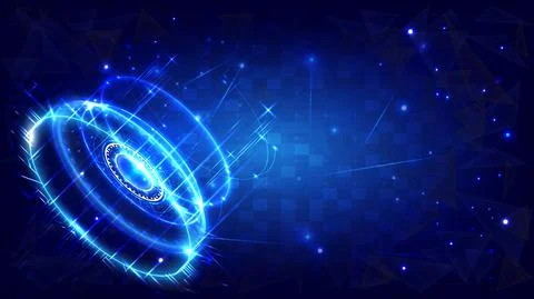 Futuristic Sci-Fi glowing HUD circle element. Abstract hi-tech background. Ho Stock Illustration