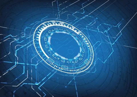 Futuristic Sci-Fi glowing HUD element, data engineer and circuit board. Abstr Иллюстрация