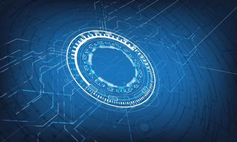 Futuristic Sci-Fi glowing HUD element, data engineer and circuit board. Abstr イラスト素材