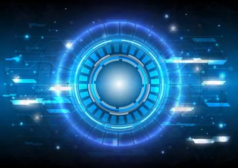 Futuristic Sci-Fi glowing HUD circle element. Abstract hi-tech background. Ho Stock Illustration