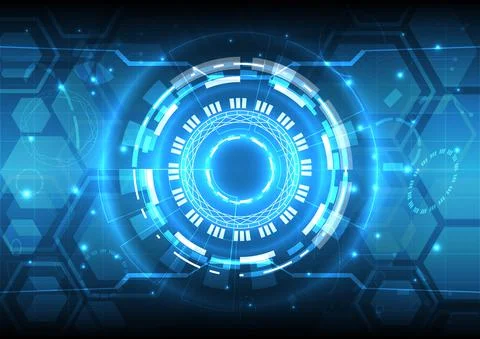 Futuristic Sci-Fi glowing HUD circle element. Abstract hi-tech background. 3D Иллюстрация