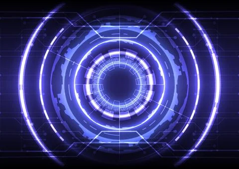 Futuristic Sci-Fi glowing HUD circle element. Abstract hi-tech background. 3D Stock Illustration