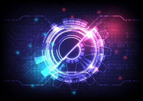 Futuristic Sci-Fi glowing HUD circle element. Abstract hi-tech background. Ho Illustrazione stock