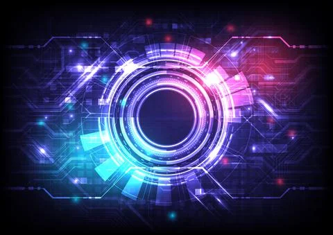 Futuristic Sci-Fi glowing HUD circle element. Abstract hi-tech background. Ho Stock Illustration
