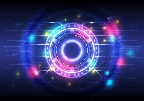 Futuristic Sci-Fi glowing HUD circle element. Abstract hi-tech background. Ho Stock Illustration