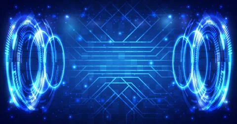 Futuristic Sci-Fi glowing HUD frame and interface screen. Data engineer. Abst Stock Illustration