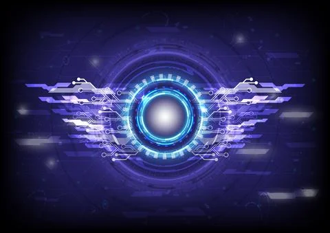 Futuristic Sci-Fi glowing wings HUD circle element. Abstract hi-tech backgrou 스톡 일러스트