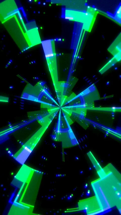 Futuristic Sci Fi Green and Blue Digital Interface Tunnel Motion Loop Stock Footage 336494385