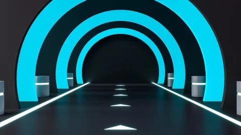 Futuristic sci-fi hallway and corridor tunnel road with copy space for mockup Stock Illustration