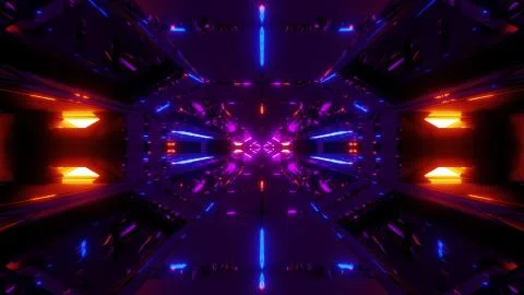 Futuristic sci-fi hangar tunnel art with nice glass reflections 3d illustration イラスト素材