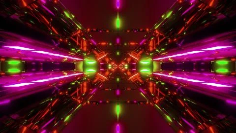 Futuristic sci-fi hangar tunnel art with nice glass reflections 3d illustration イラスト素材