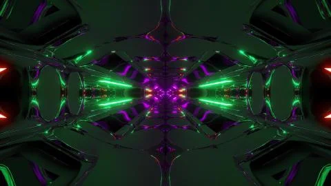 Futuristic sci-fi hangar tunnel corridor with electric reflection 3d 스톡 일러스트