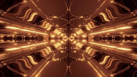 Futuristic sci-fi hangar tunnel corridor with electric reflection 3d イラスト素材