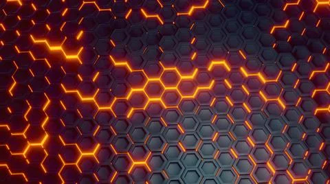 Futuristic sci-fi hexagon surface pattern with offset effect background Stock Illustration
