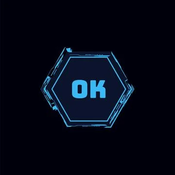 Futuristic sci fi hud button with text ok. Stock Illustration