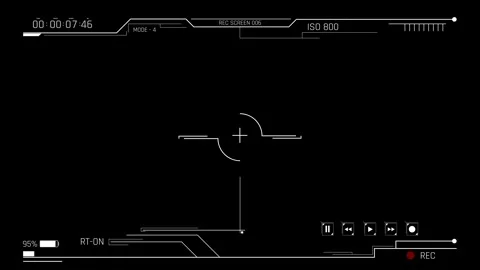 Futuristic Sci Fi HUD Camera Viewfinder Overlay with Timecode Counter Stock Footage 340549982