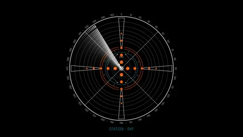 Futuristic Sci Fi HUD Circular Station Radar Scanner for Space Station Stock Footage 340325097