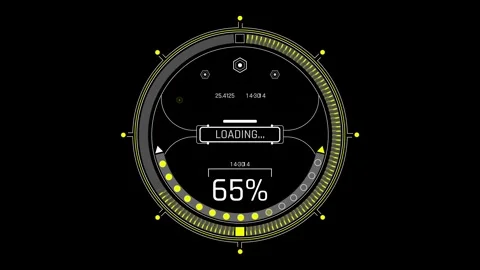 Futuristic Sci Fi HUD Circular Progress Bar with Radial Ring Fill Stock Footage 340546719