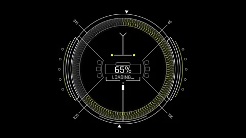 Futuristic Sci Fi HUD Circular Progress Bar with Radial Wave Ring Fill Stock Footage 340546721