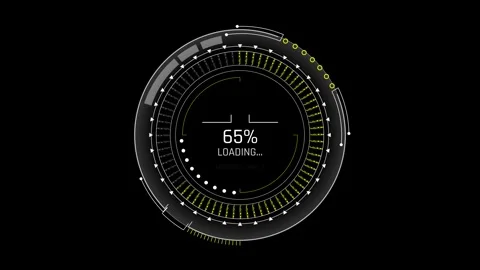 Futuristic Sci Fi HUD Circular Progress Bar with Radial Segmented Ring Fill Stock Footage 340546723