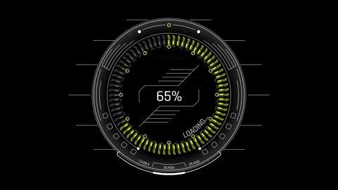 Futuristic Sci Fi HUD Circular Progress Bar with Segmented Ring Fill Stock Footage 340546724