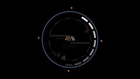 Futuristic Sci Fi HUD Circular Progress Bar with Outer Segmented Ring Fill Stock Footage 340546735