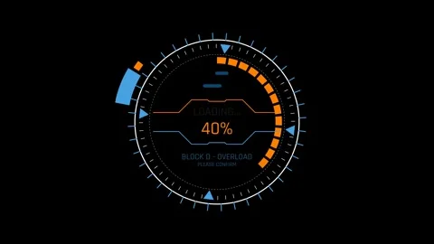 Futuristic Sci Fi HUD Circular Progress Bar with Orbiting Arc Slider Stock Footage 340546736