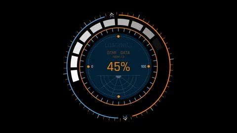 Futuristic Sci Fi HUD Circular Progress Bar with Outer Arc Segment Fill Stockbeeldmateriaal 340546737