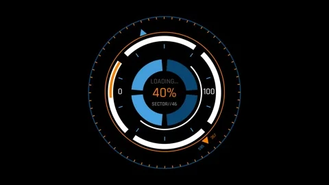 Futuristic Sci Fi HUD Circular Progress Bar with Concentric Ring Arcs Stockbeeldmateriaal 340546739