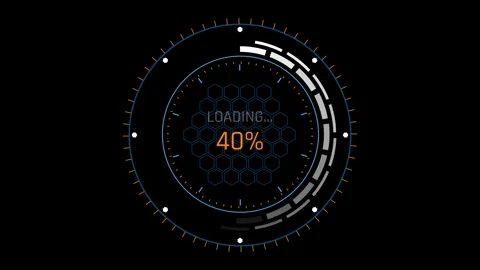 Futuristic Sci Fi HUD Circular Progress Bar with Hexagonal Grid Pattern Stock Footage 340546742
