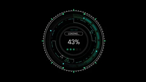 Futuristic Sci Fi HUD Circular Progress Bar with Wave Pattern Ring Stock Footage 340546749