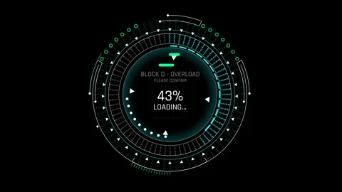 Futuristic Sci Fi HUD Circular Progress Bar with Network Status Stock Footage 340546752