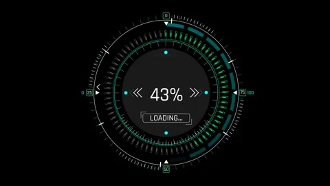 Futuristic Sci Fi HUD Circular Progress Bar with Data Transferring Tag Stock Footage 340546753