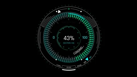 Futuristic Sci Fi HUD Circular Progress Bar with Sector Identifier Stock Footage 340546755