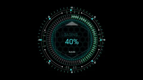 Futuristic Sci Fi HUD Circular Progress Bar with Honeycomb Grid Pattern Stock Footage 340546757
