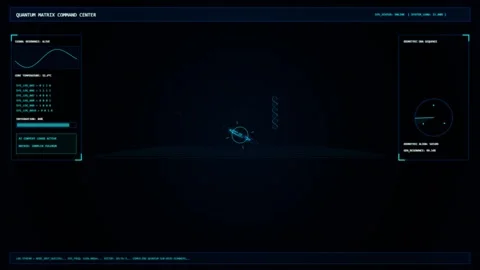 Futuristic Sci-Fi HUD Command Screen with Radar and Digital Data Overlay Stock Footage 343803537