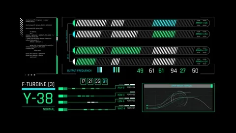 Futuristic Sci Fi HUD Control Dashboard to monitor power frequency 스톡 동영상 339770594