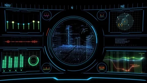 Futuristic Sci-Fi HUD Control Panel Interface - 4K Video Stock Footage 340044987