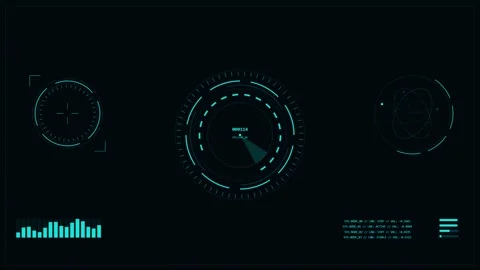 Futuristic Sci-Fi HUD Control Panel Interface with Animated Radar Dial and .. Video stock 342019990