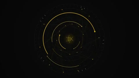 Futuristic Sci-Fi HUD Display with Glowing Yellow Orbits and Data Points on.. Stock Footage 346661623