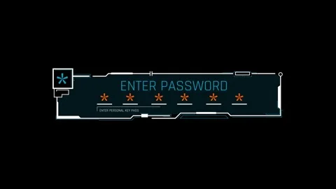 Futuristic Sci Fi HUD Enter Password Security Prompt Banner with Key Input Stock Footage 340552861