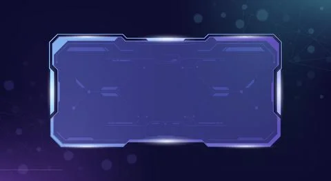 Futuristic Sci Fi HUD frame design with glowing neon light effects on a dar.. Stock Illustration