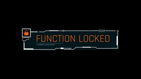 Futuristic Sci Fi HUD Function Locked Warning Banner with Padlock Icon Stock Footage 340552863