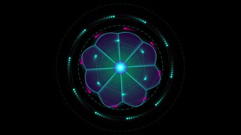 Futuristic Sci-Fi HUD Glowing Flower Core Animated Motion Graphic Loop Stock-Footage 347249593