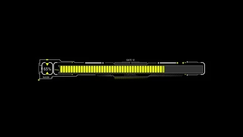 Futuristic Sci Fi HUD Horizontal Segmented Progress Bar with Percentage Counter Stock Footage 340546717
