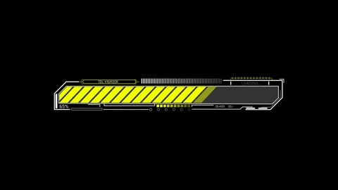 Futuristic Sci Fi HUD Horizontal Progress Bar with Diagonal Loading Fill Stock Footage 340546720