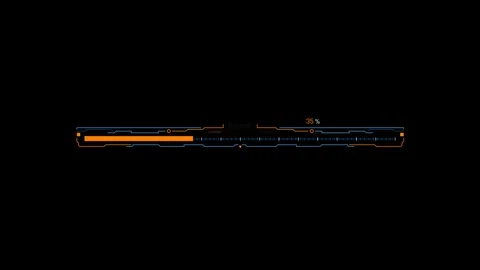 Futuristic Sci Fi HUD Horizontal Progress Bar with Solid Loading Fill Stockbeeldmateriaal 340546732