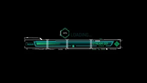 Futuristic Sci Fi HUD Horizontal Progress Bar with Hexagonal Badge Stock Footage 340546740