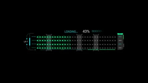 Futuristic Sci Fi HUD Horizontal Progress Bar with Multi Row Matrix Grid 库存影片 340546741